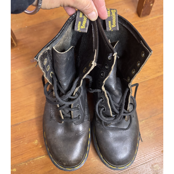 Dr. Martens 1460 Made in England Vintage 90s Black Greasy Combat Boots UK 4 US 5